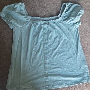 SO Juniors Teal Puff Sleeve Blouse